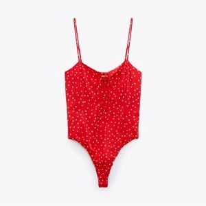 Zara Red Satin Effect Bodysuit
